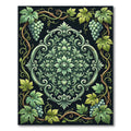 Ornate Emerald Grape Vine Medallion Rug