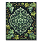 Ornate Emerald Grape Vine Medallion Rug