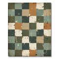 Distressed Earth Tone Checkerboard Mosaic Rug