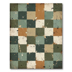 Distressed Earth Tone Checkerboard Mosaic Rug