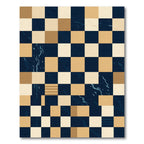 Abstract Navy and Sand Geometric Mosaic Rug