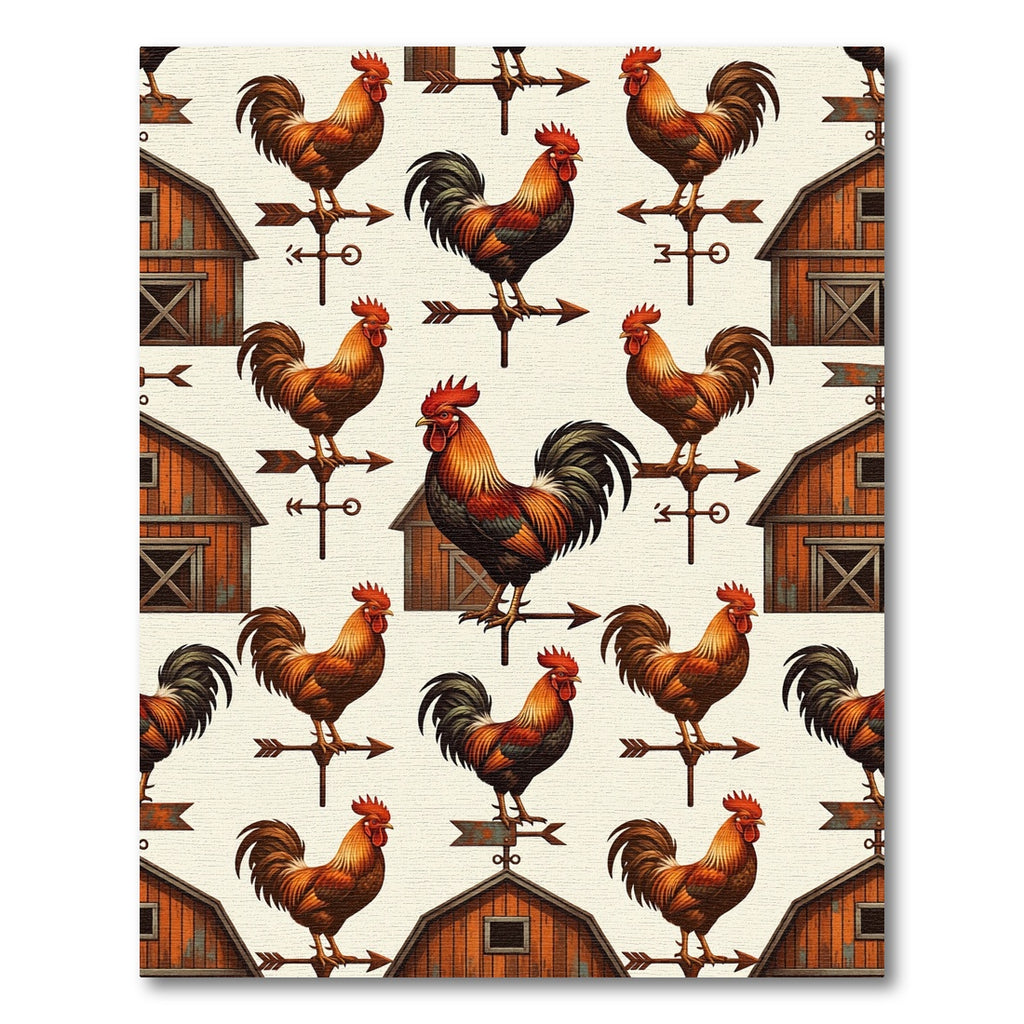 Rustic Farmhouse Rooster Barn Weathervane Rug