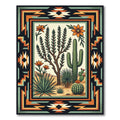 Southwestern Desert Cactus Geometric Border Rug