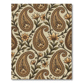 Earthy Golden Paisley Floral Swirl Rug