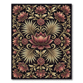 Gilded Lotus Crimson Floral Art Nouveau Rug