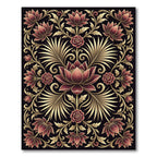 Gilded Lotus Crimson Floral Art Nouveau Rug