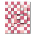 Modern Pink Checkerboard Square Layered Abstract Rug