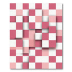 Modern Pink Checkerboard Square Layered Abstract Rug