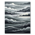 Monochrome Abstract Stormy Ocean Wave Rug