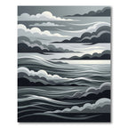 Monochrome Abstract Stormy Ocean Wave Rug