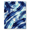 Navy Blue Abstract Fluid Brushstroke Rug