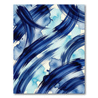 Navy Blue Abstract Fluid Brushstroke Rug