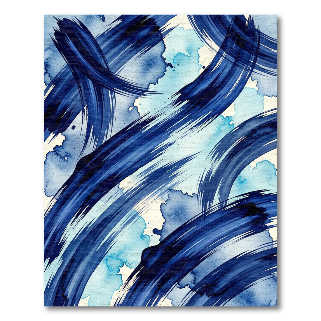 Navy Blue Abstract Fluid Brushstroke Rug