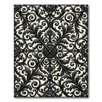 Ornate Black Floral Scrollwork Rug