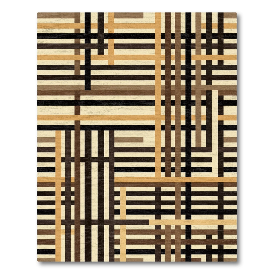 Modern Neutral Earthy Plaid Grid Rug