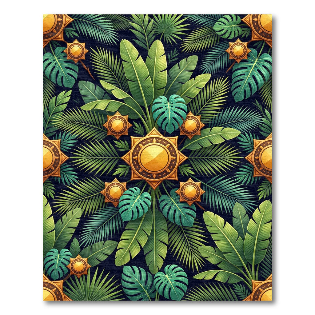 Golden Sun Tropical Verdant Foliage Rug