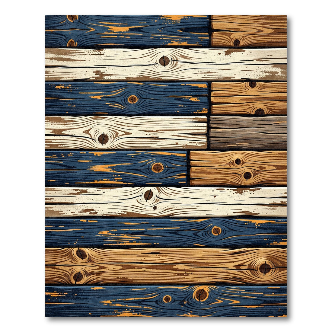 Rustic Reclaimed Wood Plank Stripe Rug