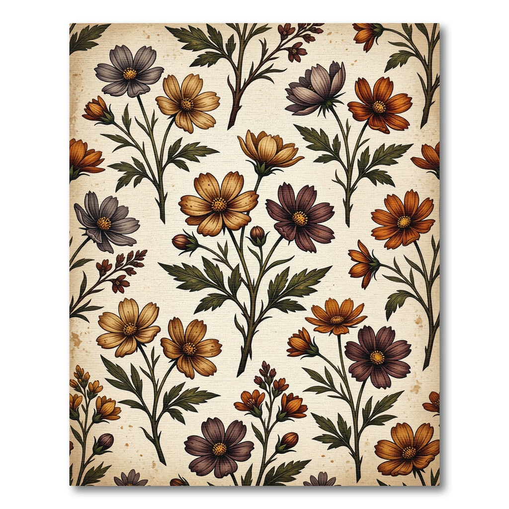 Vintage Autumn Floral Harvest Cosmos Rug
