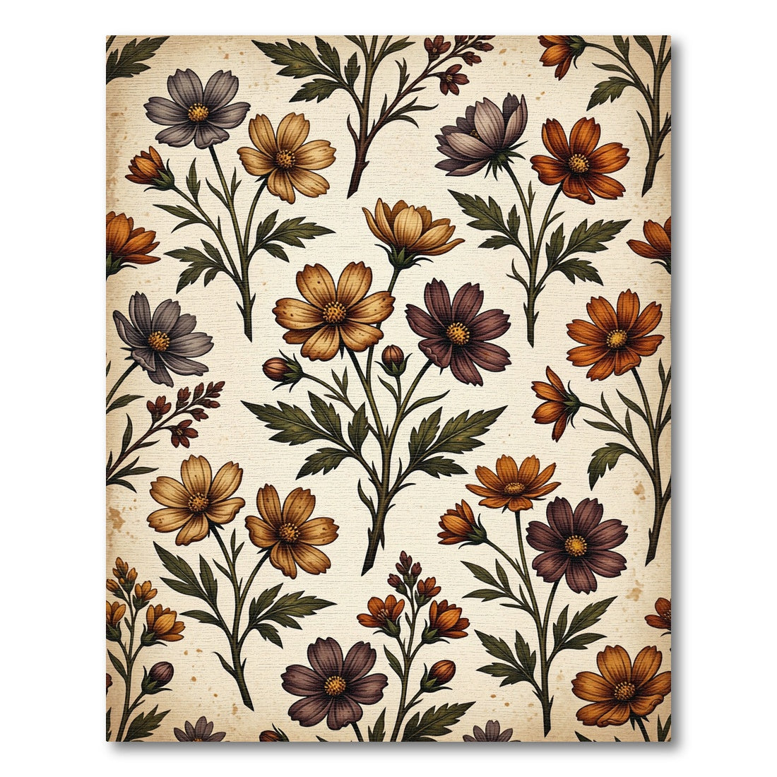Vintage Autumn Floral Harvest Cosmos Rug