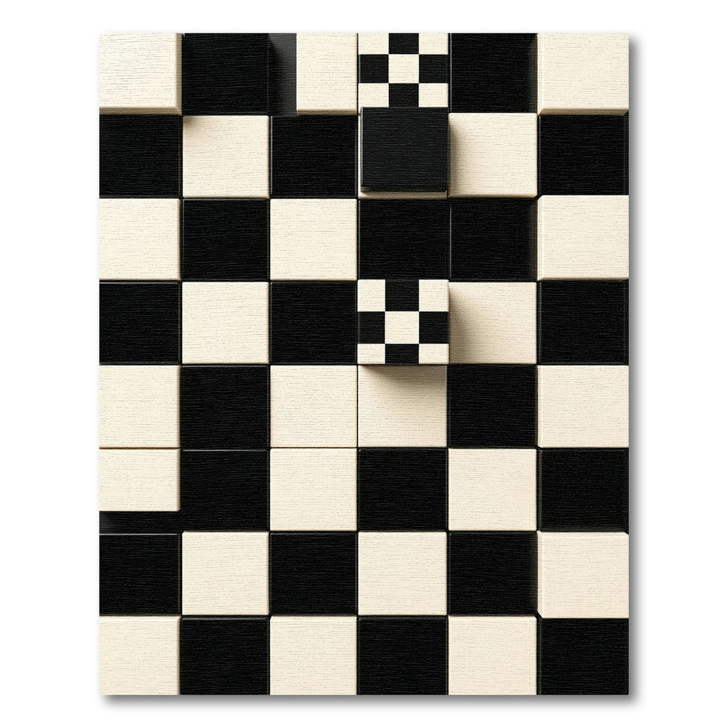 Abstract Monochrome Checkerboard Geometric Grid Rug