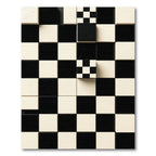 Abstract Monochrome Checkerboard Geometric Grid Rug
