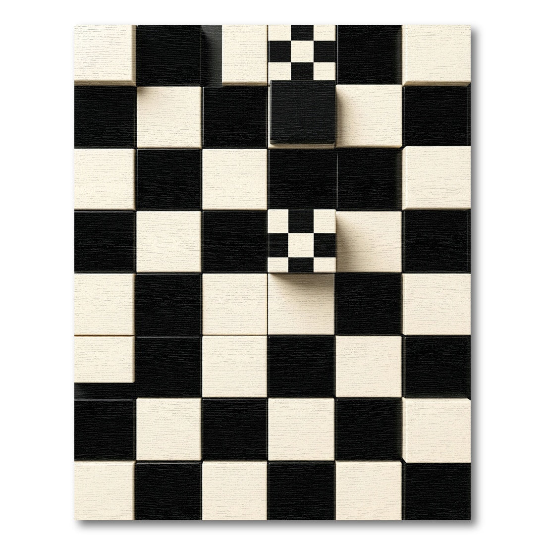 Abstract Monochrome Checkerboard Geometric Grid Rug