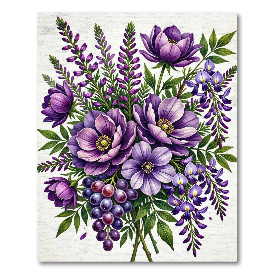 Vibrant Purple Floral Grape Arrangement Rug
