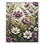 Purple and White Wildflower Meadow Landscape Rug