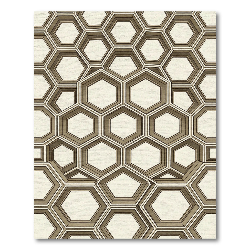 Modern Beige Geometric Hexagon Structure Rug