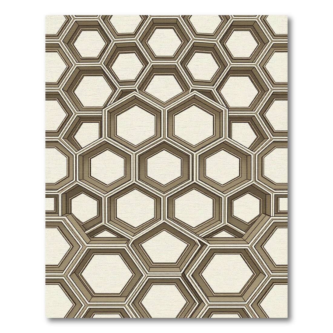 Modern Beige Geometric Hexagon Structure Rug
