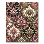 Elegant Pink Floral Damask Scroll Rug