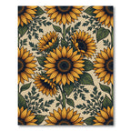 Vibrant Sunny Sunflower Botanical Illustration Rug