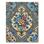 Damask Blue Floral Medallion Rug