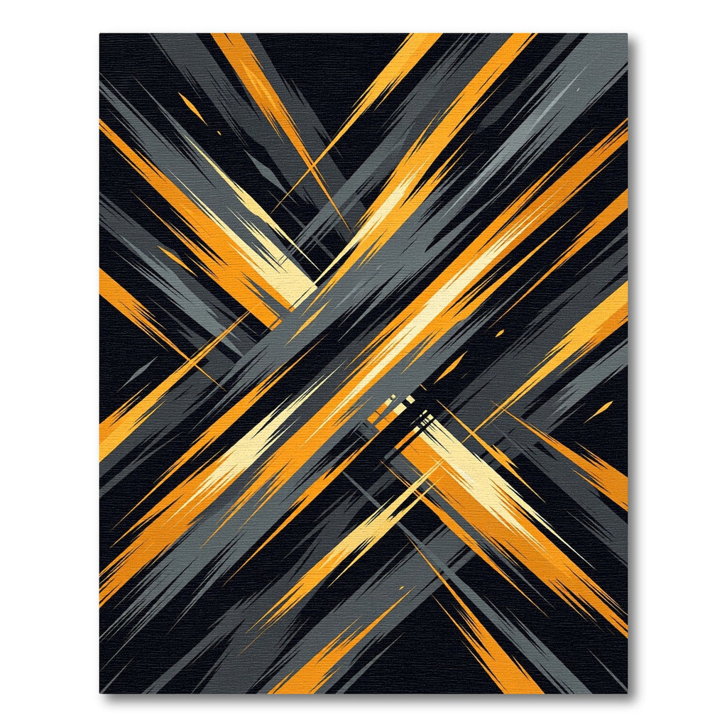 Abstract Amber and Charcoal Slash Texture Rug