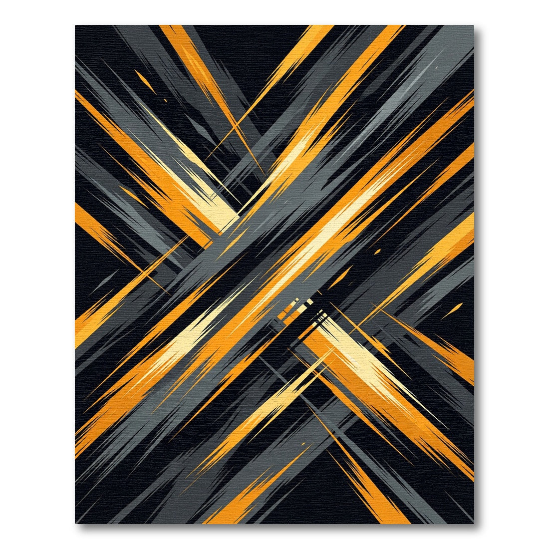 Abstract Amber and Charcoal Slash Texture Rug