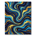 Luxurious Gold And Navy Marble Swirl Rug