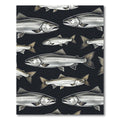Minimalist Monochrome Salmon School Illustration Rug