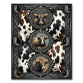 Rustic Western Bull Portrait Frame Rug