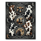 Rustic Western Bull Portrait Frame Rug