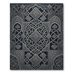 Silver Ornate Arabesque Interwoven Entwined Geometric Rug
