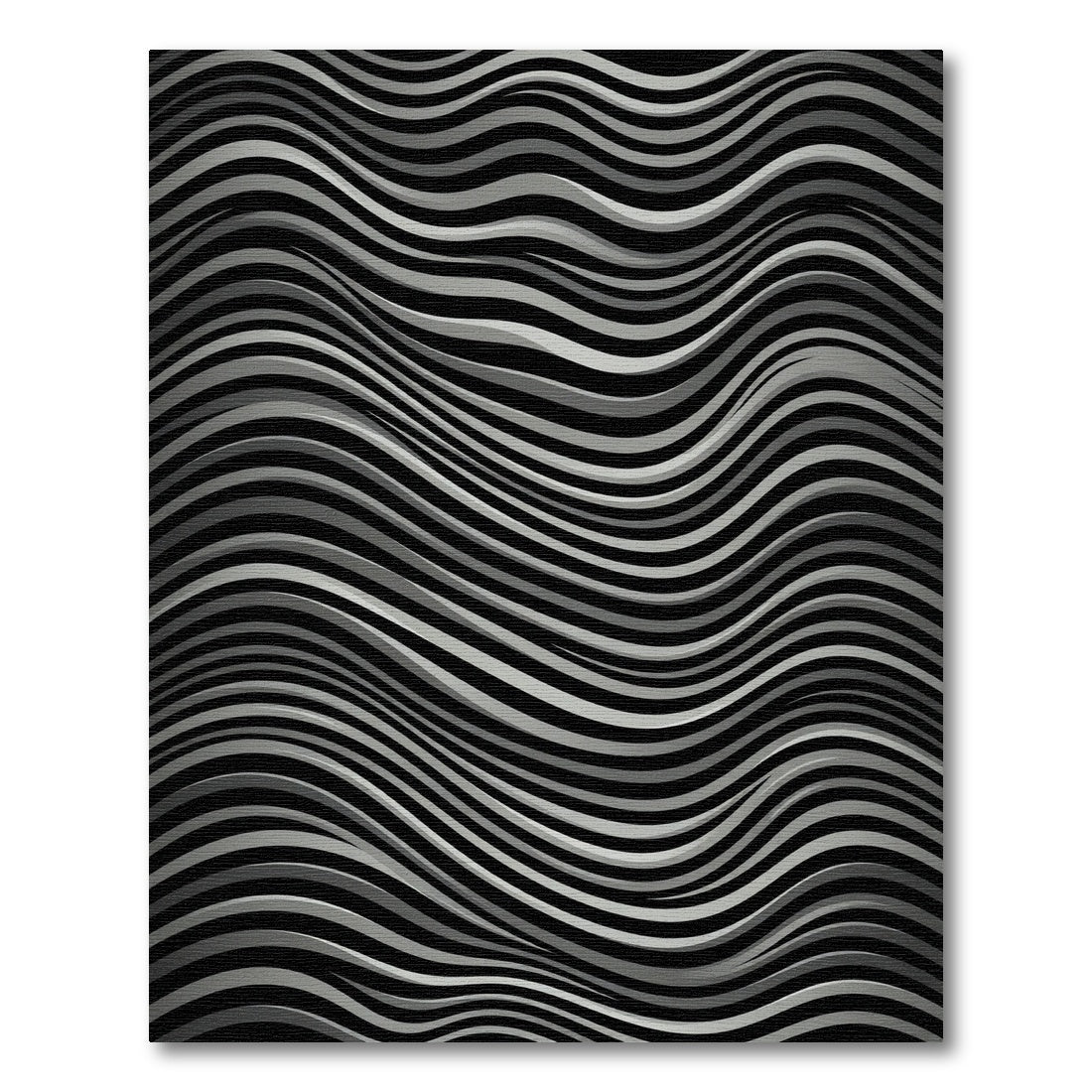 Abstract Black Gray Wavy Lines Rug