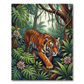 Vibrant Orange Tiger Lush Tropical Jungle Rug