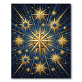 Golden Celestial Starburst Navy Rug