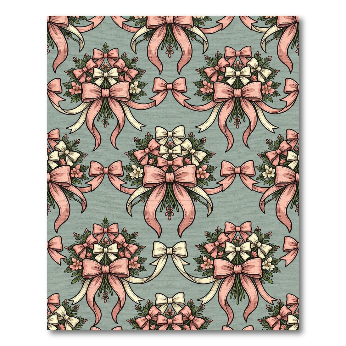 Romantic Sage And Pink Ribbon Bouquet Rug