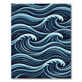 Japanese Inspired Navy Blue Ocean Wave Rug