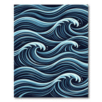 Japanese Inspired Navy Blue Ocean Wave Rug