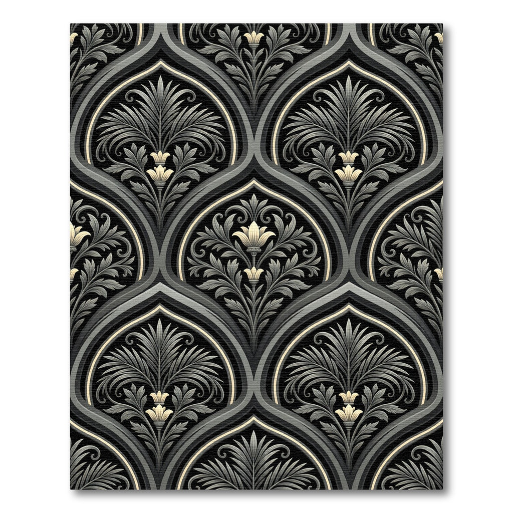 Ornate Black Floral Arabesque Rug