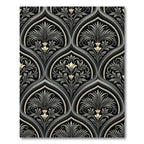 Ornate Black Floral Arabesque Rug