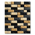 Modern Black Tan Beige Brick Pattern Rug