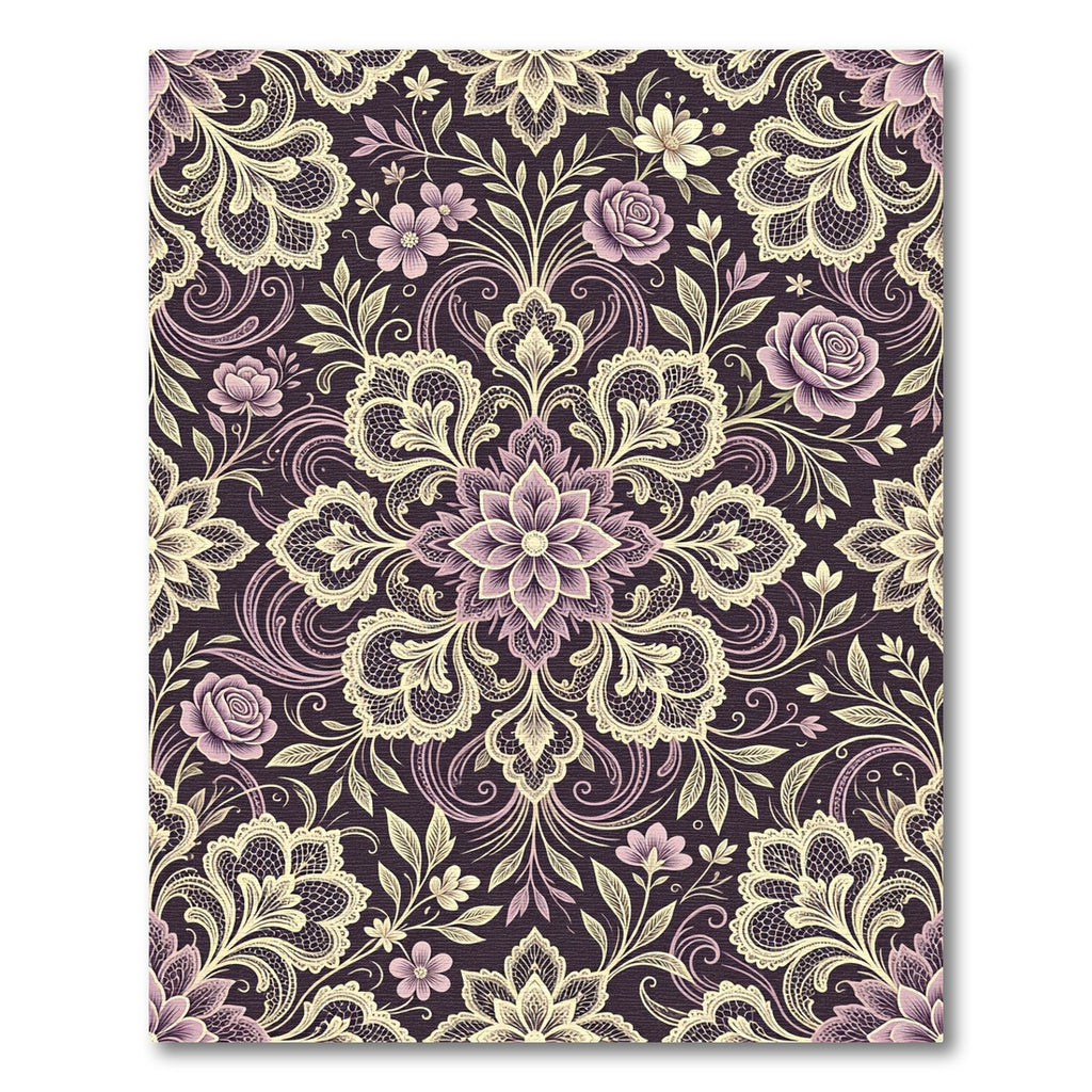 Victorian Lavender Lace Floral Medallions Rug